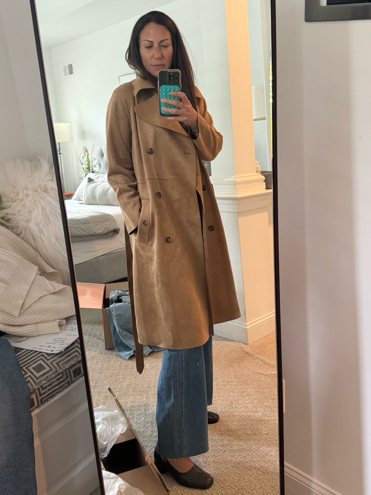 This vegan suede trench coat isn’t nearly as expensive as it looks. This jacket has your fall trends covered here for under $150. True to size

#LTKStyleTip #LTKSaleAlert #LTKFallSale
