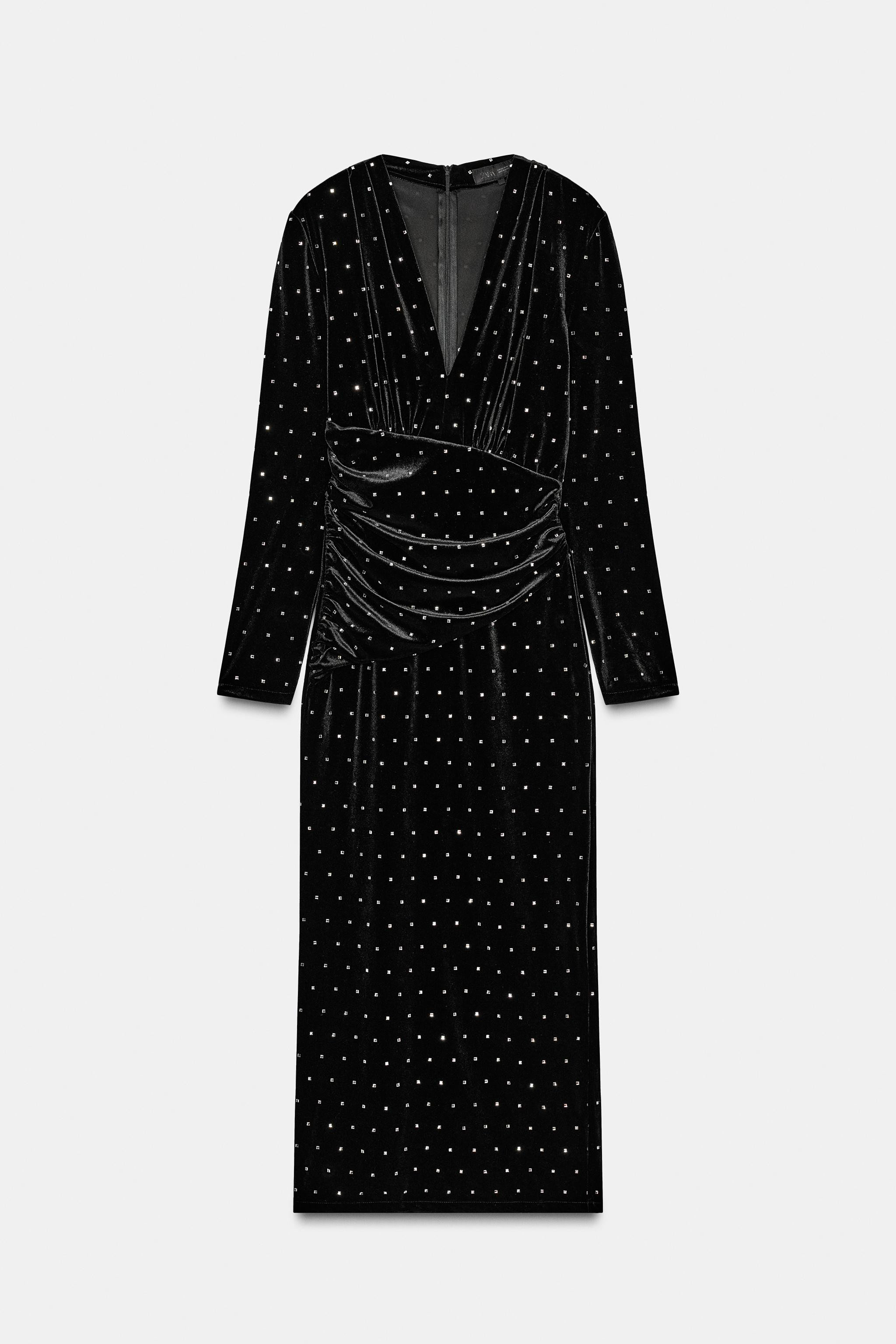 SPARKLY VELVET MIDI DRESS | Zara UK
