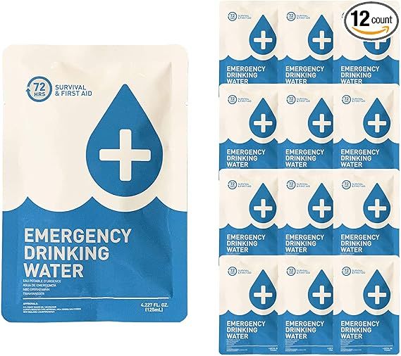 Made in USA - Anti Burst Emergency Water Packets, Emergency Water Pouches, Water for Emergency, S... | Amazon (US)