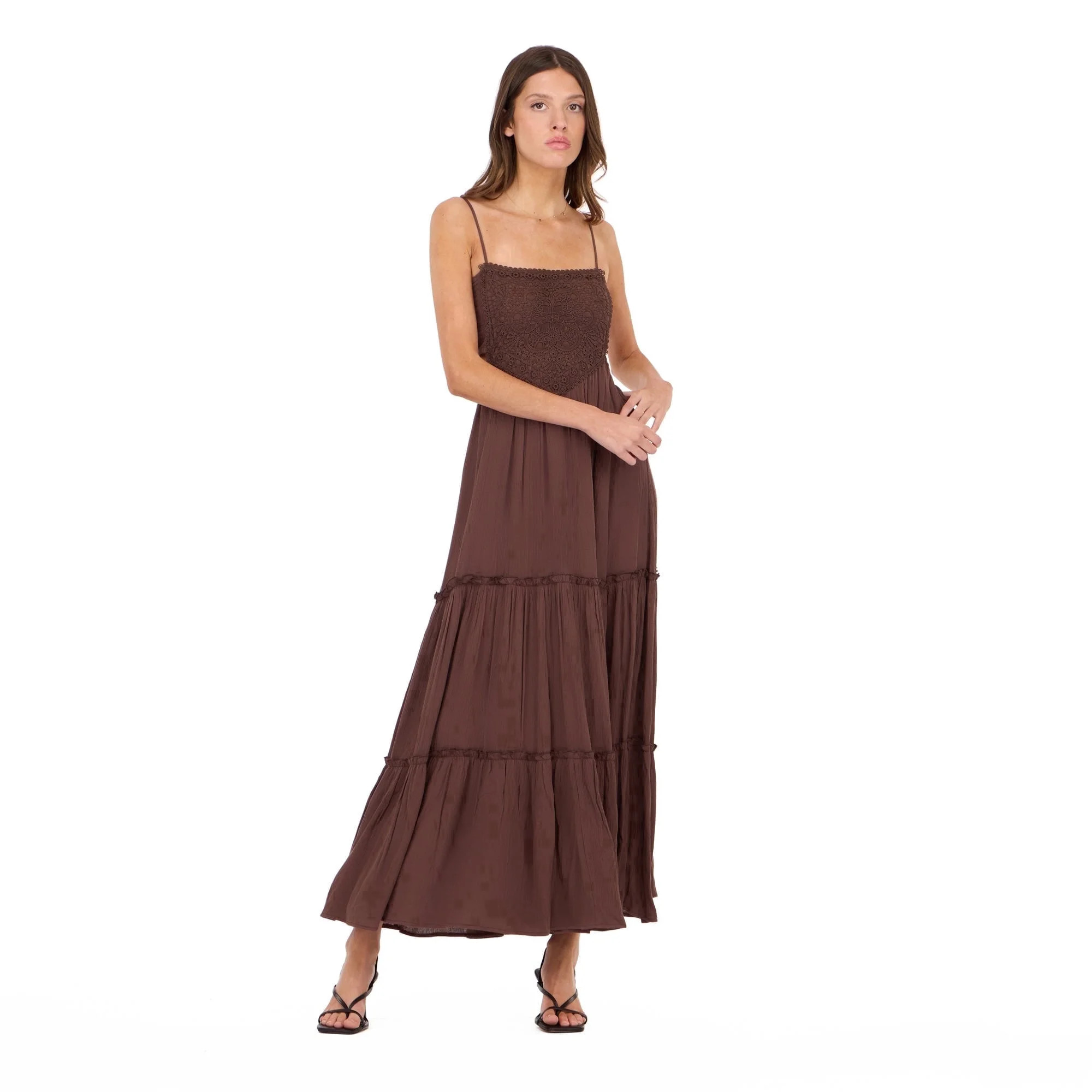 Forever 21 Women’s Smocked Maxi Dress with Adjustable Spaghetti Straps, Tiered Skirt and Flowin... | Walmart (US)