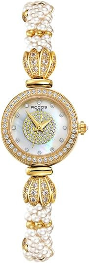 R0262 Bracelet Watches for Women,Fashion Gold Dress Watch,Women's Pearl Bracelet Watch,Dazzling/P... | Amazon (US)
