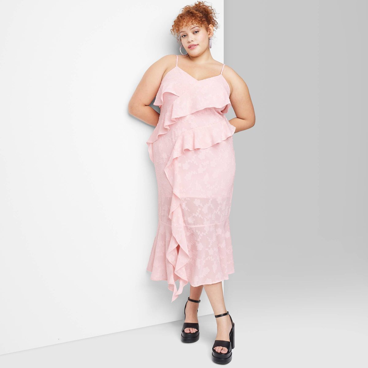 Women's Ruffle Midi Dress - Wild Fable™ Pink XXL | Target