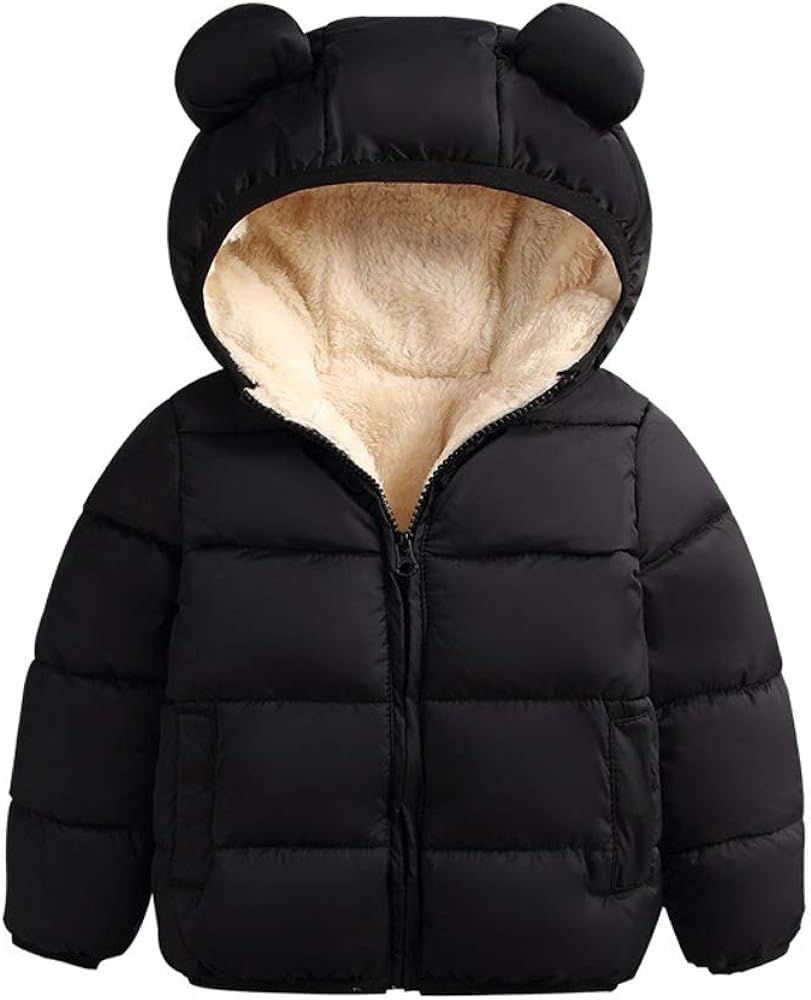 Toddler Baby Winter Hooded Jacket Little Kids Boy Girl Lining Cotton Thick Outerwear Coat | Amazon (US)