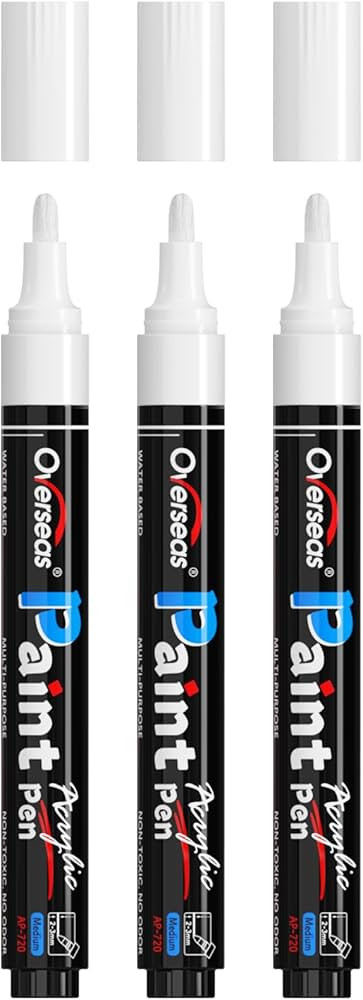 Overseas White Paint Pens Paint Markers - Permanent Acrylic Markers 3 Pack, Water Based, Quick Dr... | Amazon (US)