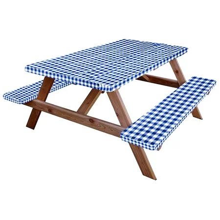 Rectangular Vinyl Camping Picnic Table Cover + Bench Cover Set Of 3 30X72 (6 ) Stretch Waterproof Wi | Walmart (US)