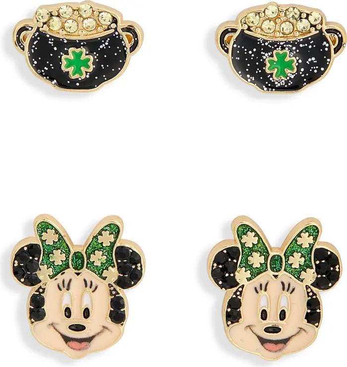 BaubleBar x Disney® Saint Patrick's Day Set of 2 Minnie Mouse Stud Earrings | Nordstromrack | Nordstrom Rack