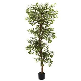 Nearly Natural 6 ft. Artificial Variegated Ficus Tree 5345 - The Home Depot | The Home Depot