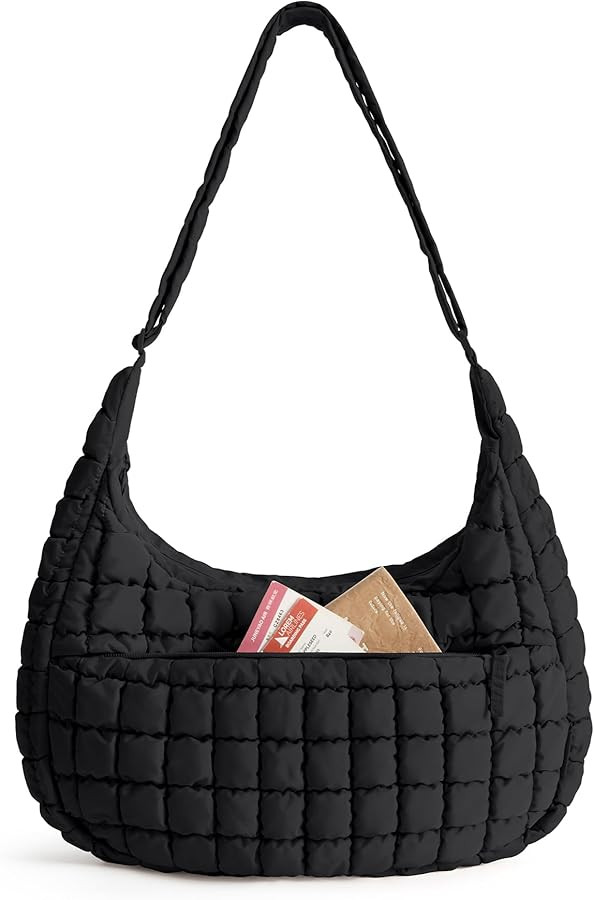 BAGSMART Crossbody Hobo Bag for Women, Quilted Puffy Purses for Women Soft Fluffy Cute Shoulder H... | Amazon (US)