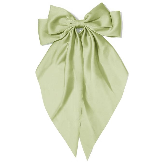 Large Hair Bows for Women Olive Green Silky Satin Hair Bow Hair Clips Long Tail Oversize Hair Rib... | Amazon (US)
