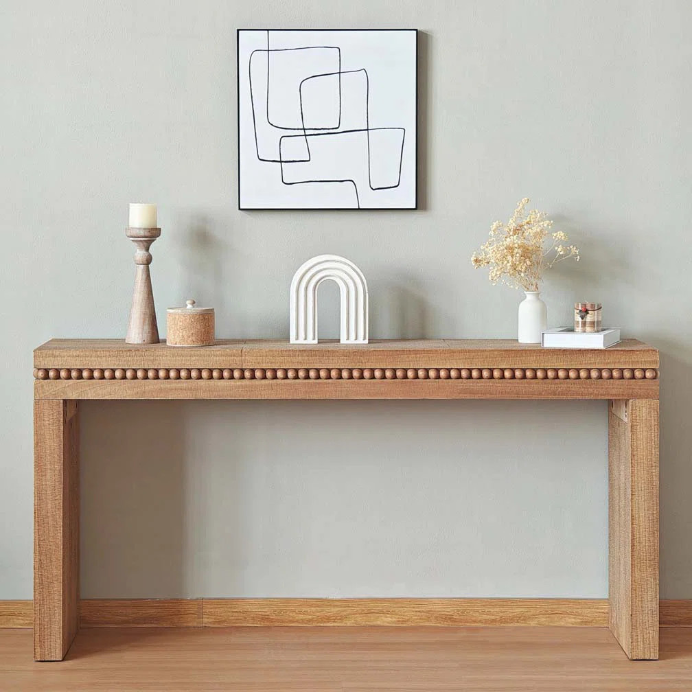 64" Wooden Console Table Decorated with Wooden Balls | Wayfair North America