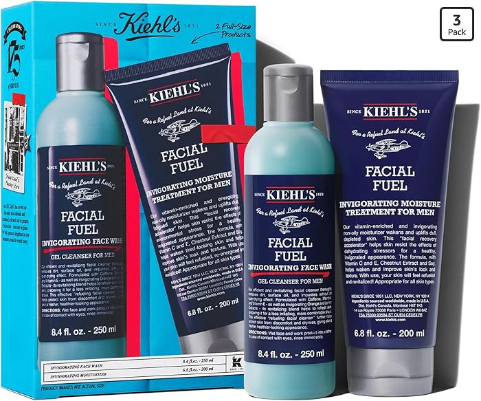 Kiehl's Men's Skincare Routine Gift Set, $80 Value, Includes Facial Fuel Moisturizer and Cleanser, Face Wash to Cleanse, and Cream to Moisturize Skin, With Caffeine and Vitamin C, for All Skin Types | Amazon (US)