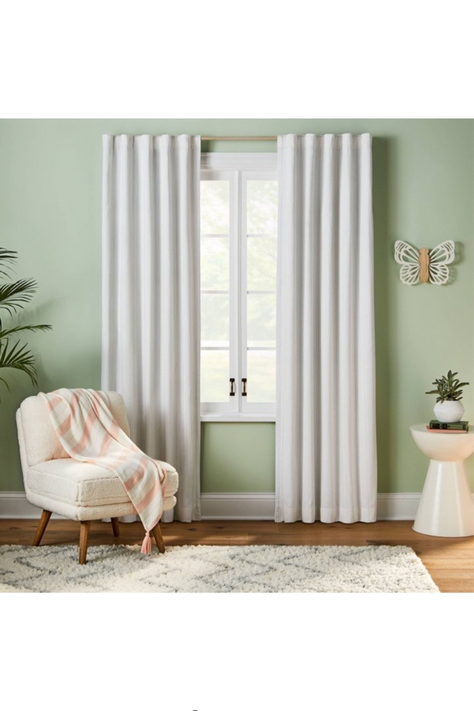 Cream and beige striped curtains 