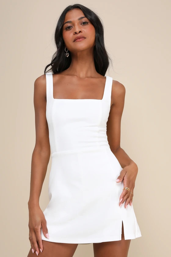 Admiring Cutie White Square Neck Cutout Twist-Back Skort Romper | Lulus