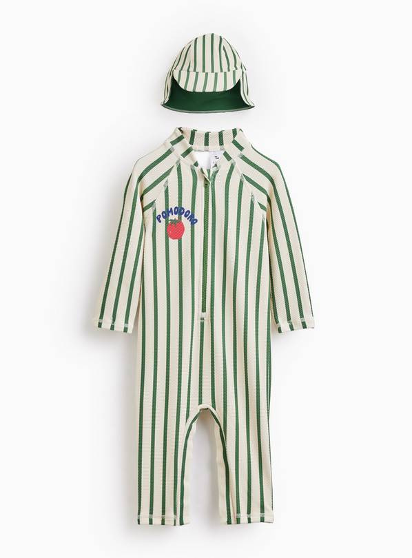 Stripe Tomato Print Sunsafe Swimsuit & Keppi Hat 12-18 months | Tu Clothing
