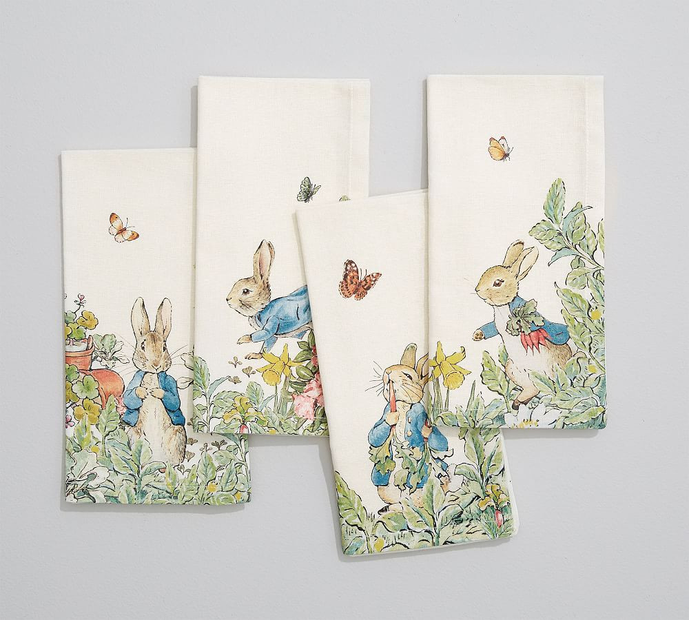 Peter Rabbit™ Garden Cotton/Linen Napkins - Mixed Set of 4 | Pottery Barn (US)