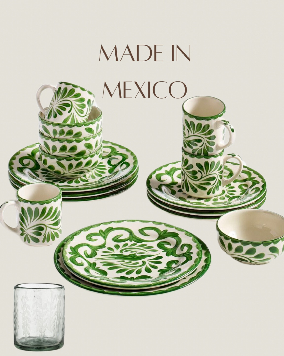 Dinnerware made in Mexico! Plates are dishwasher and microwave safe and glasses are dishwasher safe! 

#LTKHome