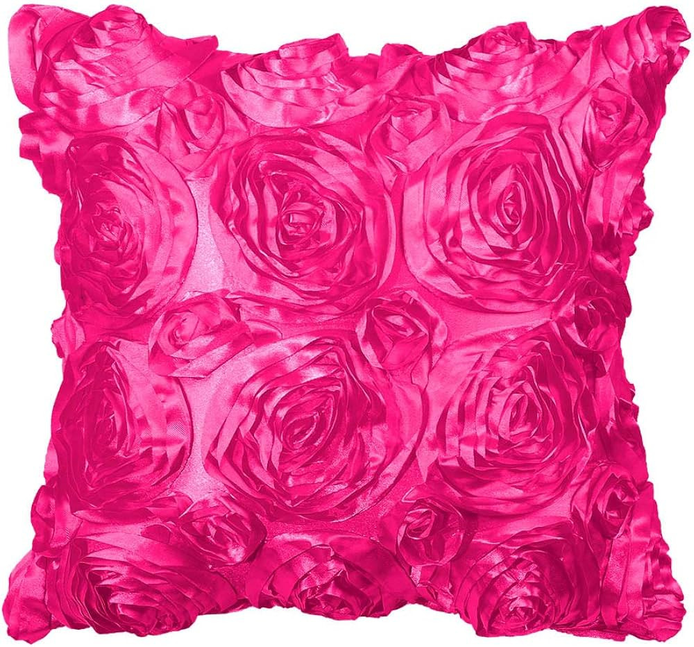 PiccoCasa 3D Flowers Throw Pillow Cover, Romantic Decorative Satin Cushion Cover, Stereo Roses Pi... | Amazon (US)
