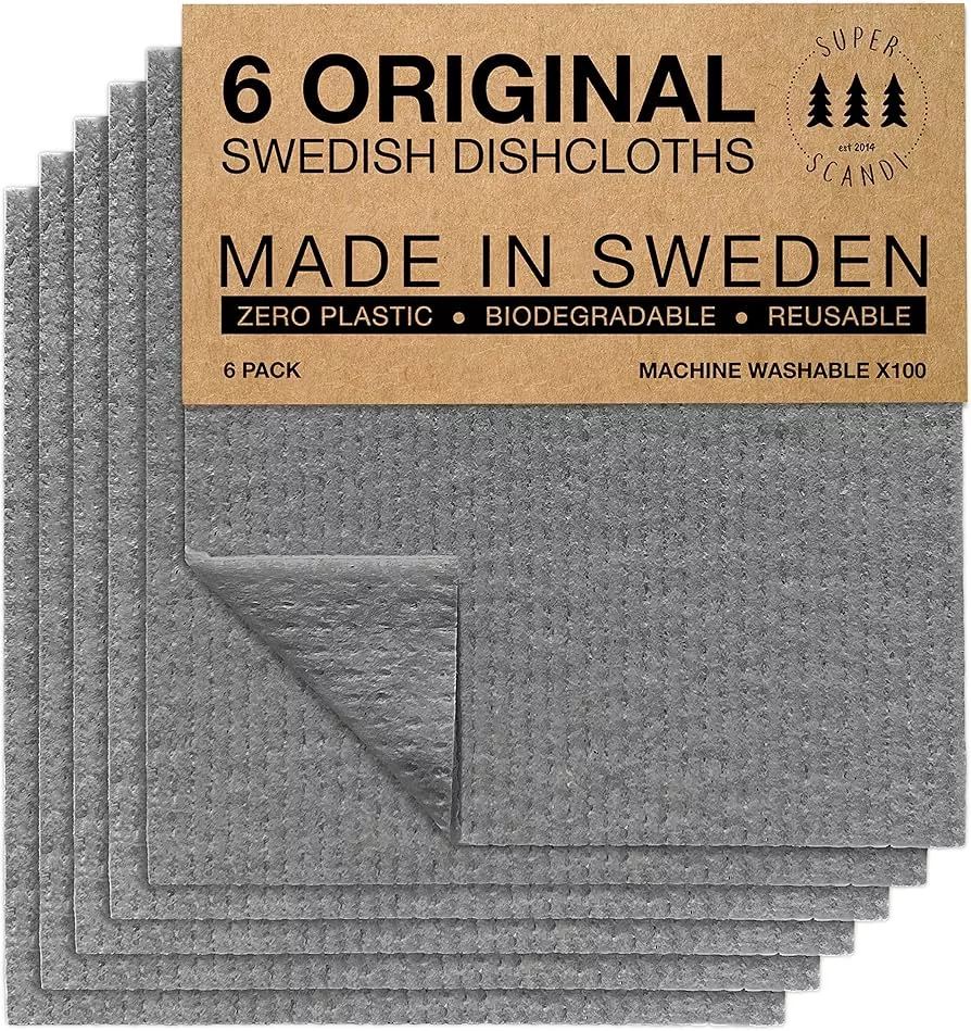 Swedish Dish Cloths Grey 10 Pack Reusable Compostable Kitchen