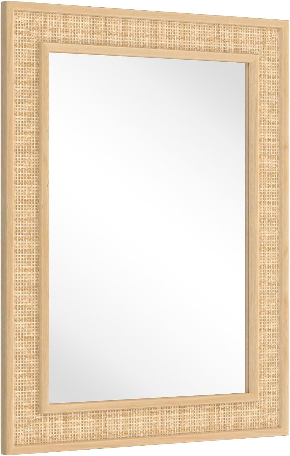Rattan Wall Mirror with Wooden Framed 24 X 32 inch Farmhouse Rectangle Wood Mirror for Modern Dec... | Amazon (US)