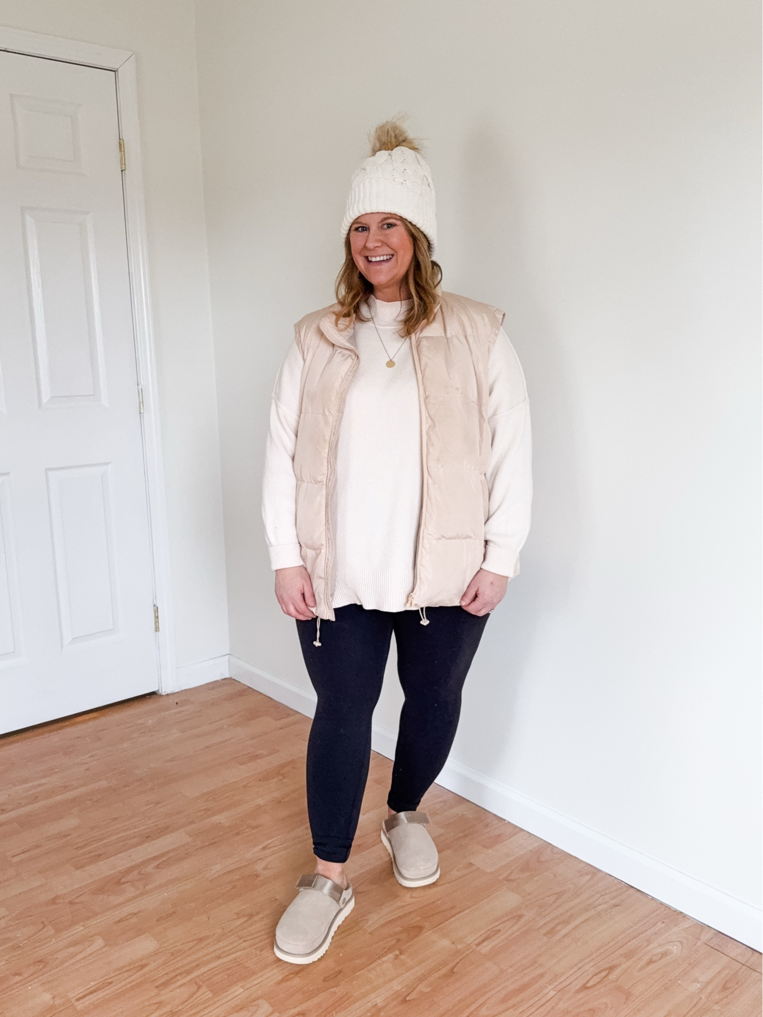 Wearing an XL in my puffer vest, sweater and leggings  

#LTKMidsize #LTKActive #LTKFindsUnder50