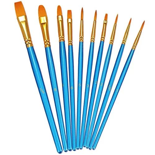 BOSOBO Paint Brush Set, 10pcs Round Pointed Tip Nylon Hair Artist Detail Paintbrushes, Profession... | Walmart (US)