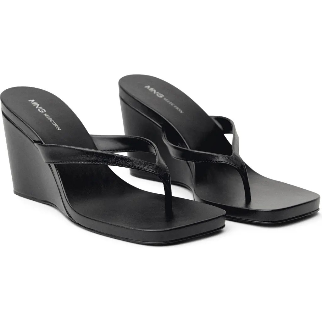 MANGO Wedge Sandal in Black at Nordstrom, Size 8.5Us | Nordstrom