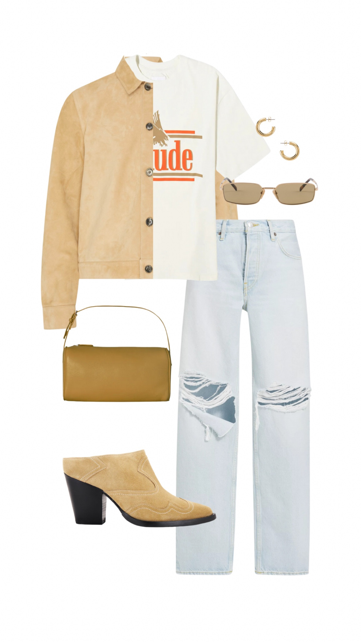 Fall Outfit: Trending jeans and a cool graphic tee (both on sale), paired with a men’s brown suede jacket and matching boots! These sunglasses are a new style from Prada and this bag is selling out at the Row! 

#LTKSaleAlert #LTKSeasonal #LTKShoeCrush