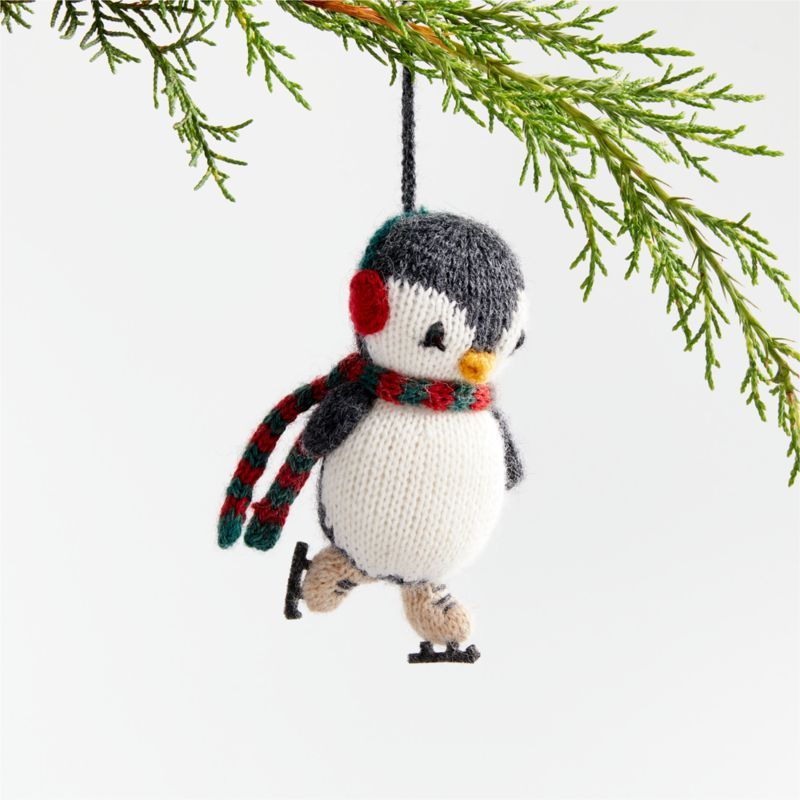 Alpaca Handmade Ice Skating Penguin Christmas Tree Ornament + Reviews | Crate & Barrel | Crate & Barrel