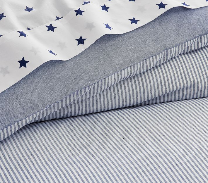 Chambray Reversible Organic Duvet Cover & Shams | Pottery Barn Kids