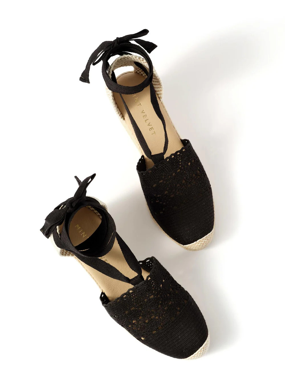 Laura Black Espadrille Wedge Sandals | Mint Velvet