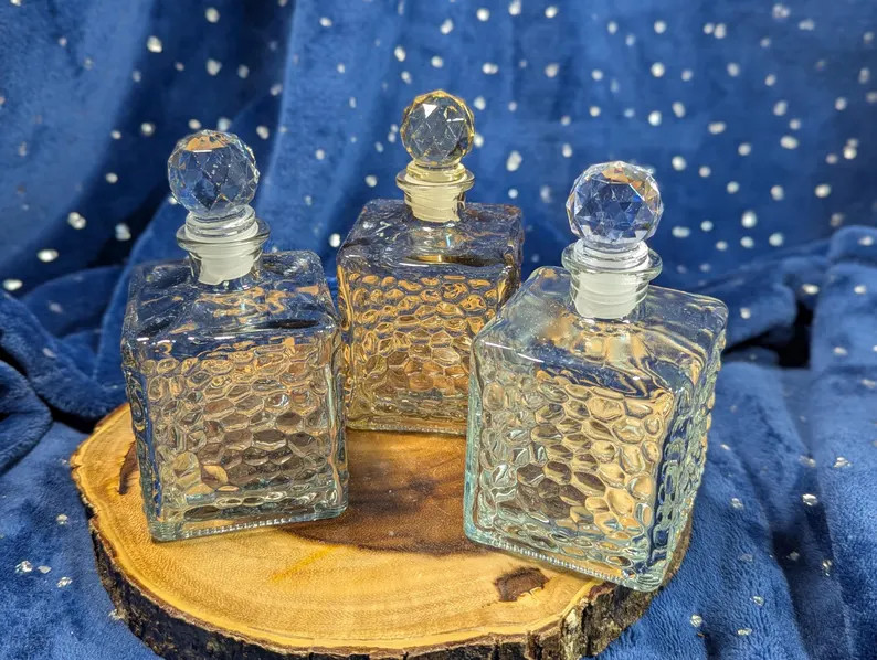 Square Glass Potion Bottle With Stopper: Witch Altar Decor - Etsy | Etsy (US)