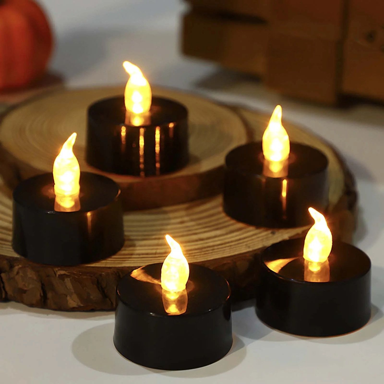 Harlier Black Tea Lights Candles, 12PCS Battery Operated Flameless Flickering Fake Electric LED C... | Walmart (US)