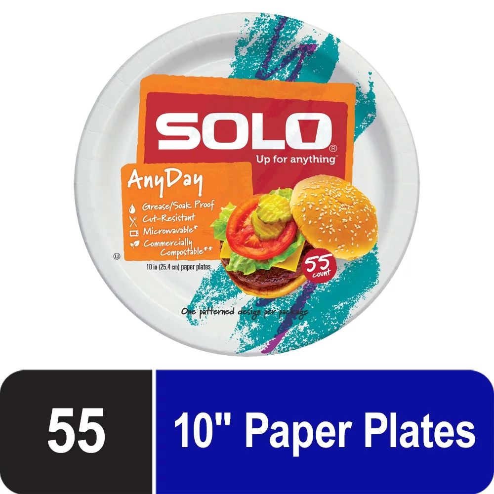 Solo Jazz Teal/Purple Disposable Paper Plates, 10in, 55ct | Walmart (US)