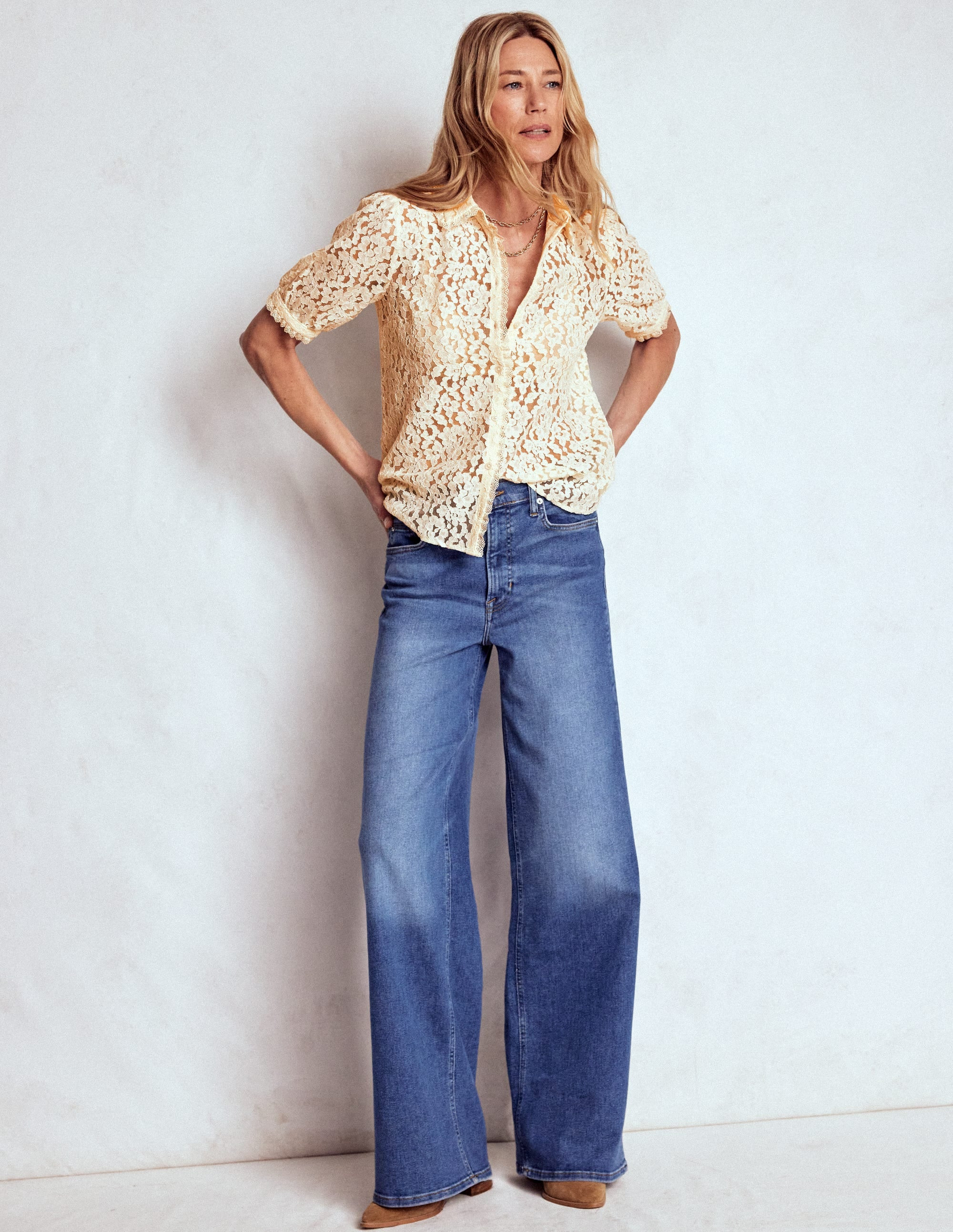 Short Sleeve Lace Blouse-Ivory | Boden (US)