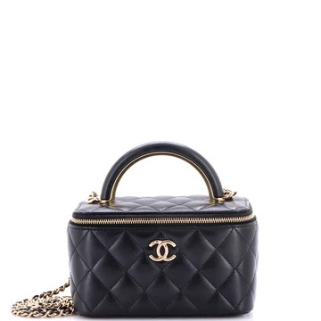 Chanel Charming Handle Vanity Case with Chain Quilted Lambskin Small Black 43789538 | Rebag