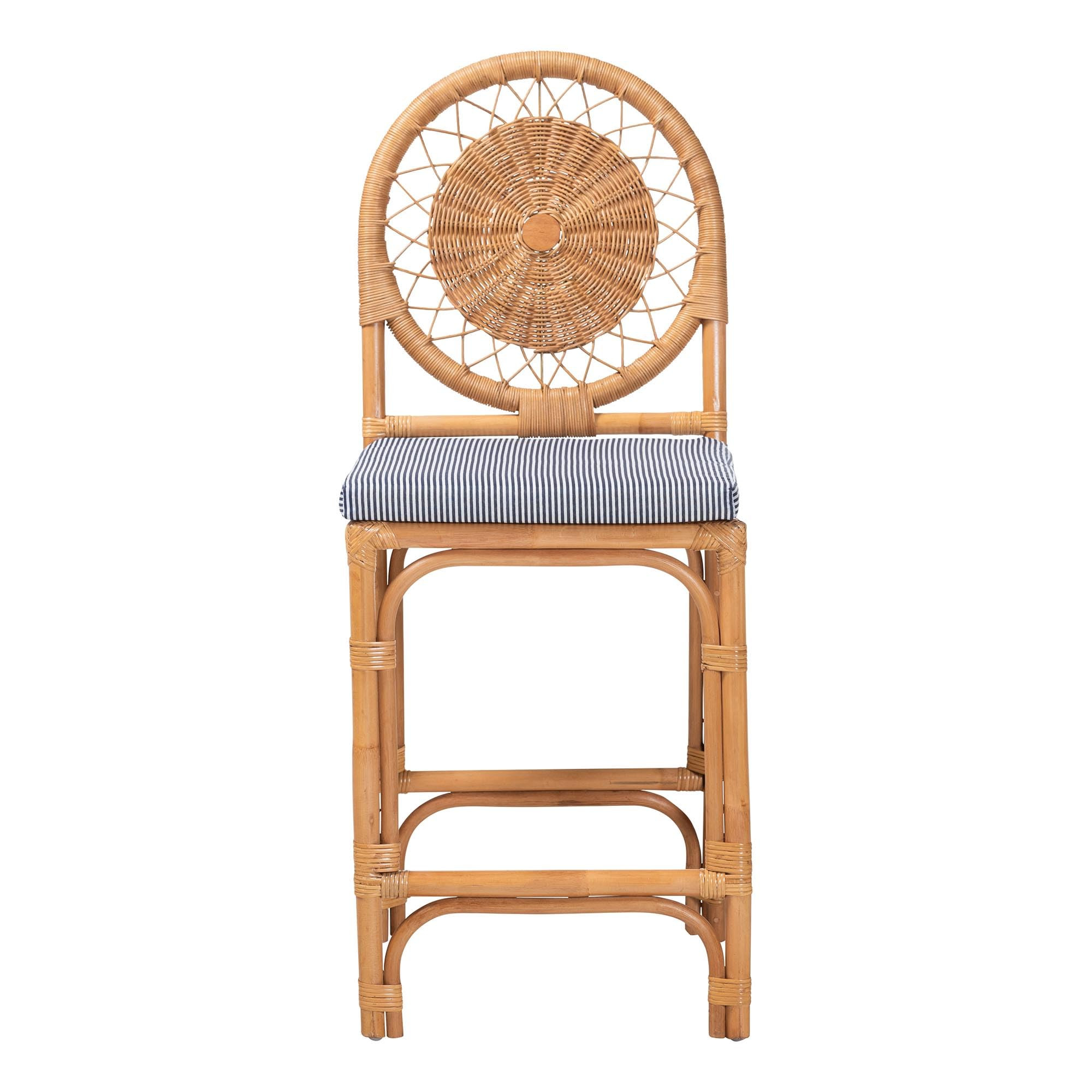 Amazon.com - Bali & pari Oberon Natural Rattan Counter Stool with Cushion - Handwoven Wicker Kitc... | Amazon (US)