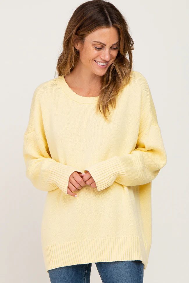 Yellow Ribbed Trim Sweater | PinkBlush Maternity