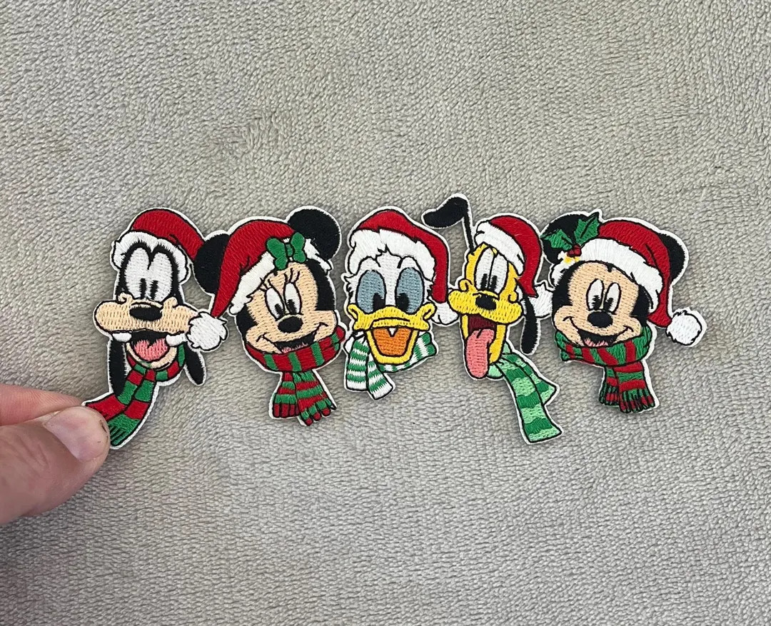 Original Disney Gang Holiday Faces Patch | 6x2.5 Inch Embroidered Iron-On | Mickey, Minnie, Donal... | Etsy (US)