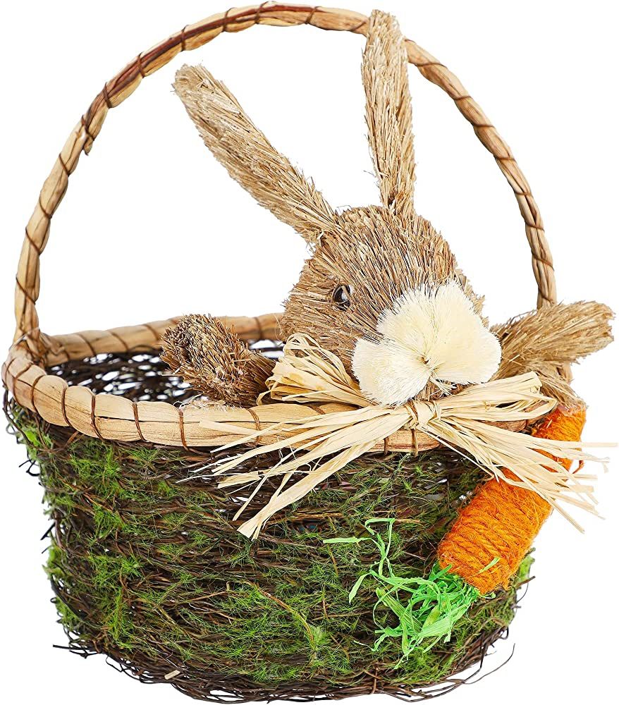 Juegoal Bunny Easter Woven Basket for Party Favors, Handmade Wicker Rattan Easter Candy Eggs Bask... | Amazon (US)