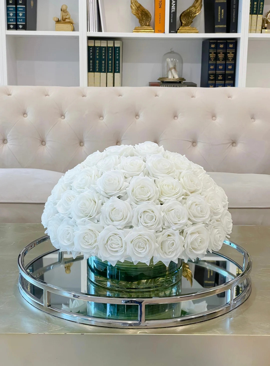 X Large Centerpiece 60 Roses-rose Centerpiece-white Real Touch Rose Arrangement-artificial Roses ... | Etsy (Global)