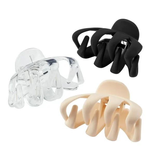 Tayshia by Scunci Octopus Claw Wide-Curved No-Slip Hair Clips, Assorted Colors, 3ct - Walmart.com | Walmart (US)