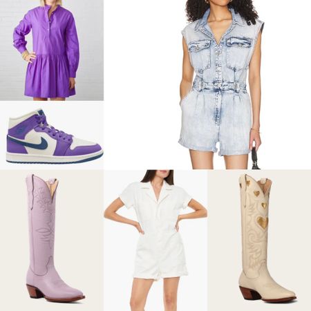 The perfect game day looks for hot fall days!!!! Im
Obsessed with rompers and dresses for games…especially when it’s hot! These rompers are perfect for any school (and the dress comes in several different colors). 
Comfy shoes are also a must for me…lots of walking and standing! I prefer wearing cowboy boots or sneakers! The sneakers and boots come in tons of colors as well…I have the heart boots but in a dark purple💜! I worn them for years now!

#LTKstyletip