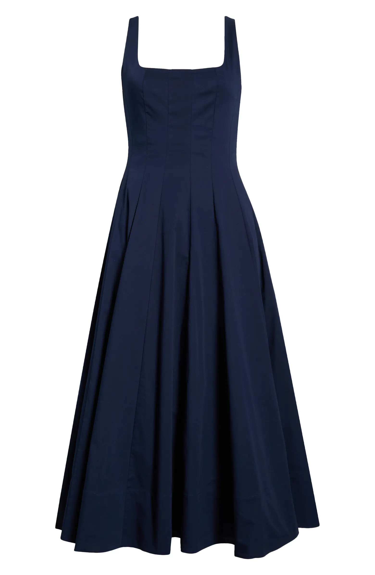 Wells Stretch Cotton Poplin Midi Fit & Flare Dress | Nordstrom