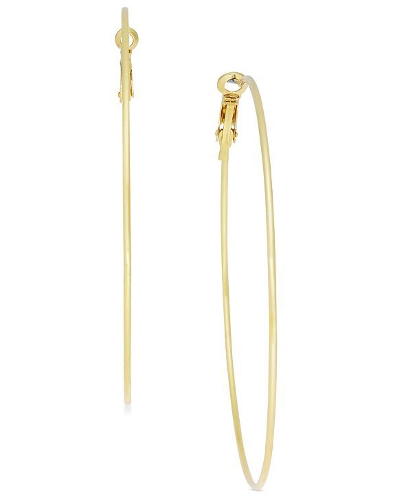 INC Extra Large 2.75" Gold-Tone Skinny Hoop Earrings, Created for Macy's | Macys (US)