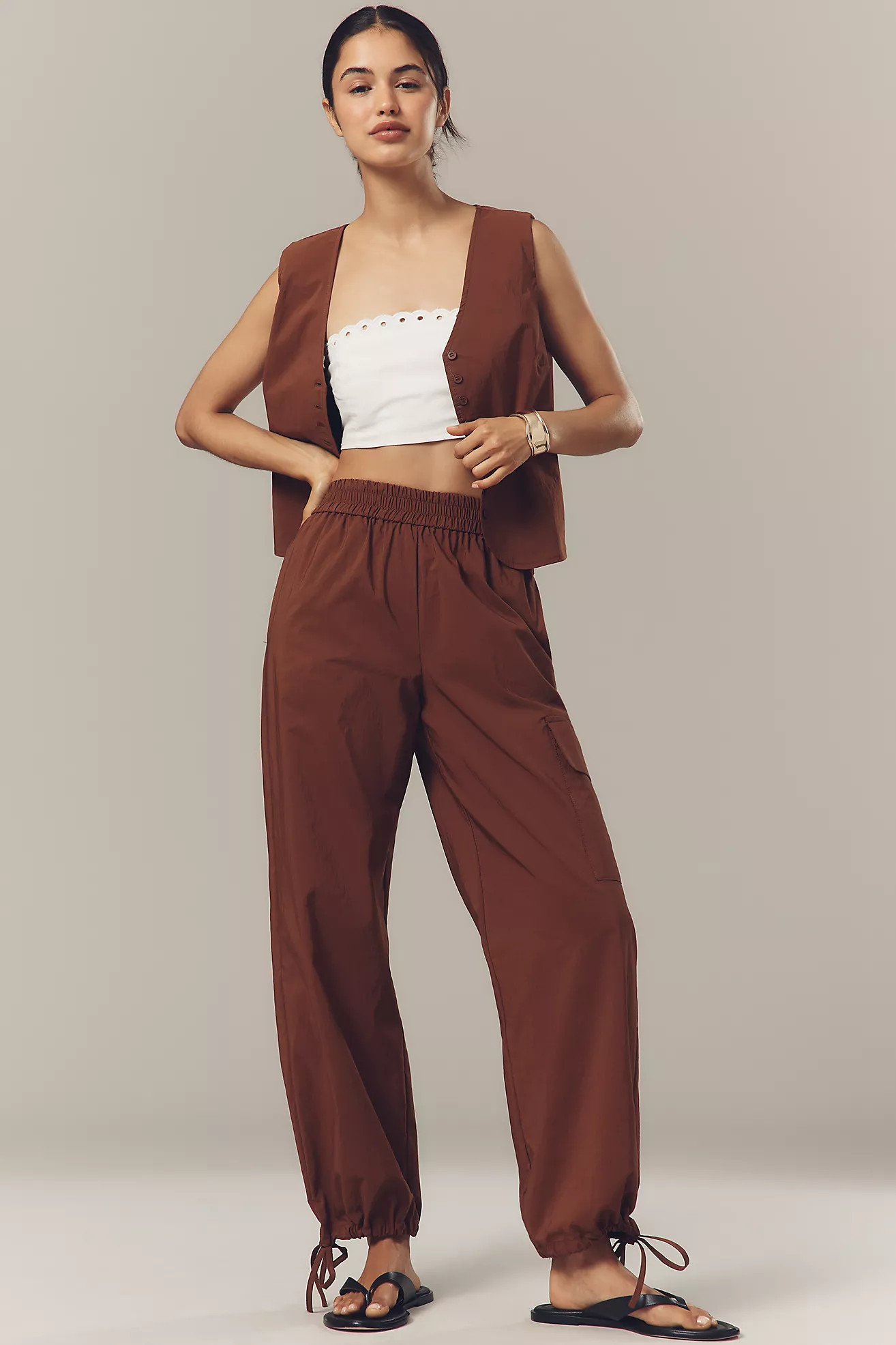 ALIGNE Carter Mid-Rise Tie-Detail Cargo Pants | Anthropologie (US)