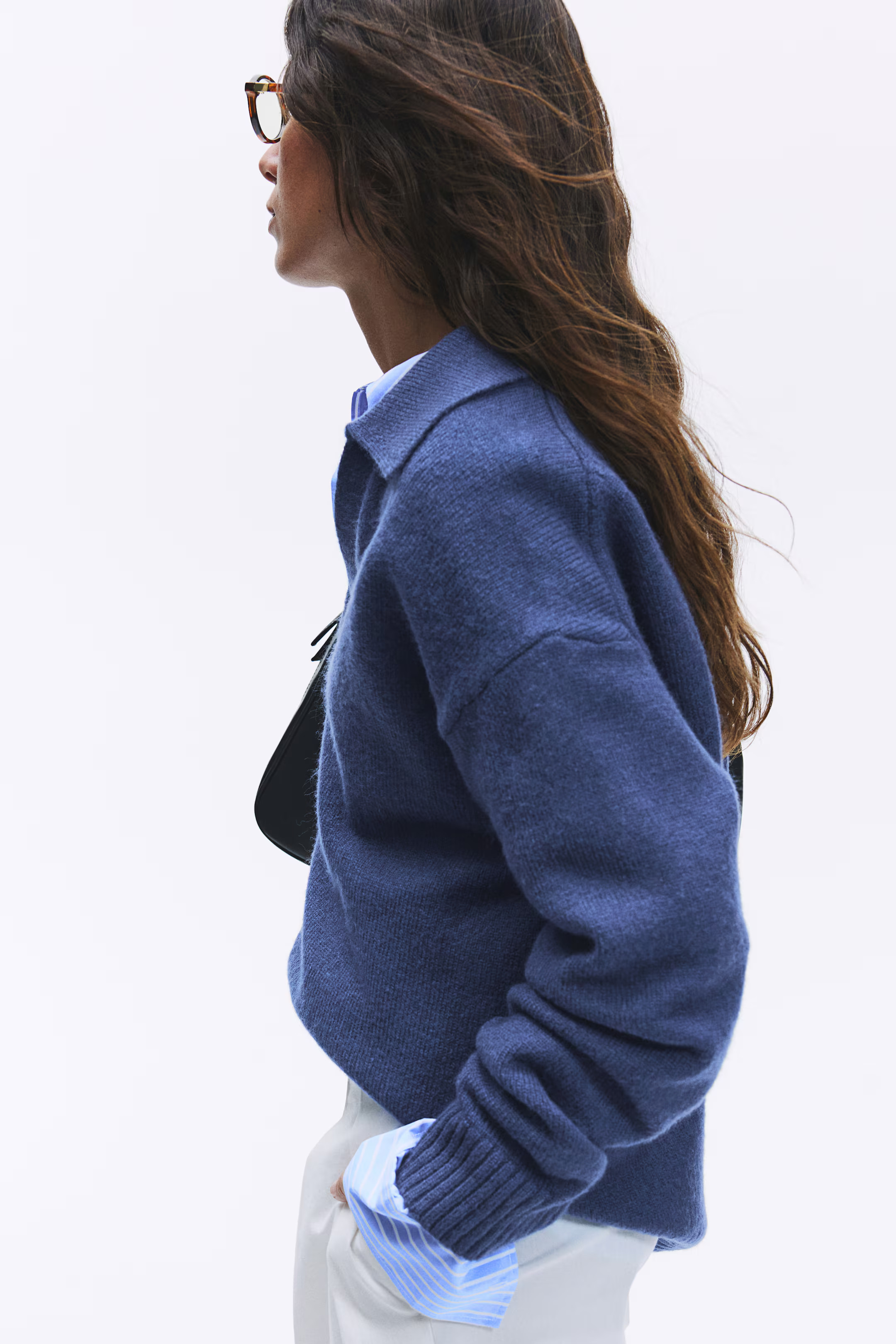 Fine-knit Collared Sweater - Dusty blue - Ladies | H&M US | H&M (US + CA)