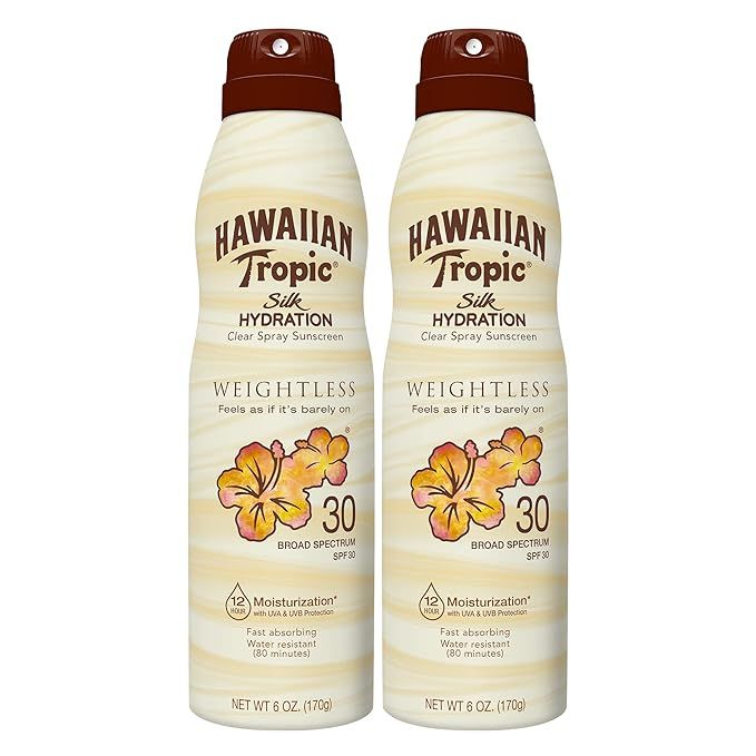 Hawaiian Tropic Weightless Hydration Clear Spray Sunscreen SPF 30, 6oz Twin Pack | Hawaiian Tropi... | Amazon (US)