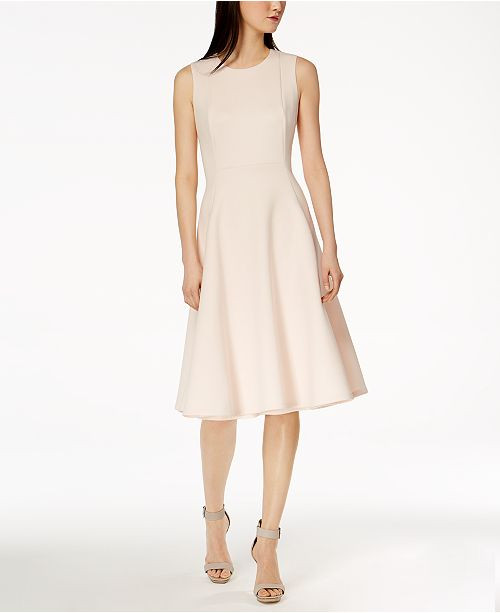 Calvin Klein Scuba Midi Fit & Flare Dress & Reviews - Dresses - Women - Macy's | Macys (US)