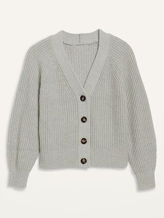 Brushed M&#xE9;lange Shaker-Stitch Cardigan Sweater for Women | Old Navy (US)