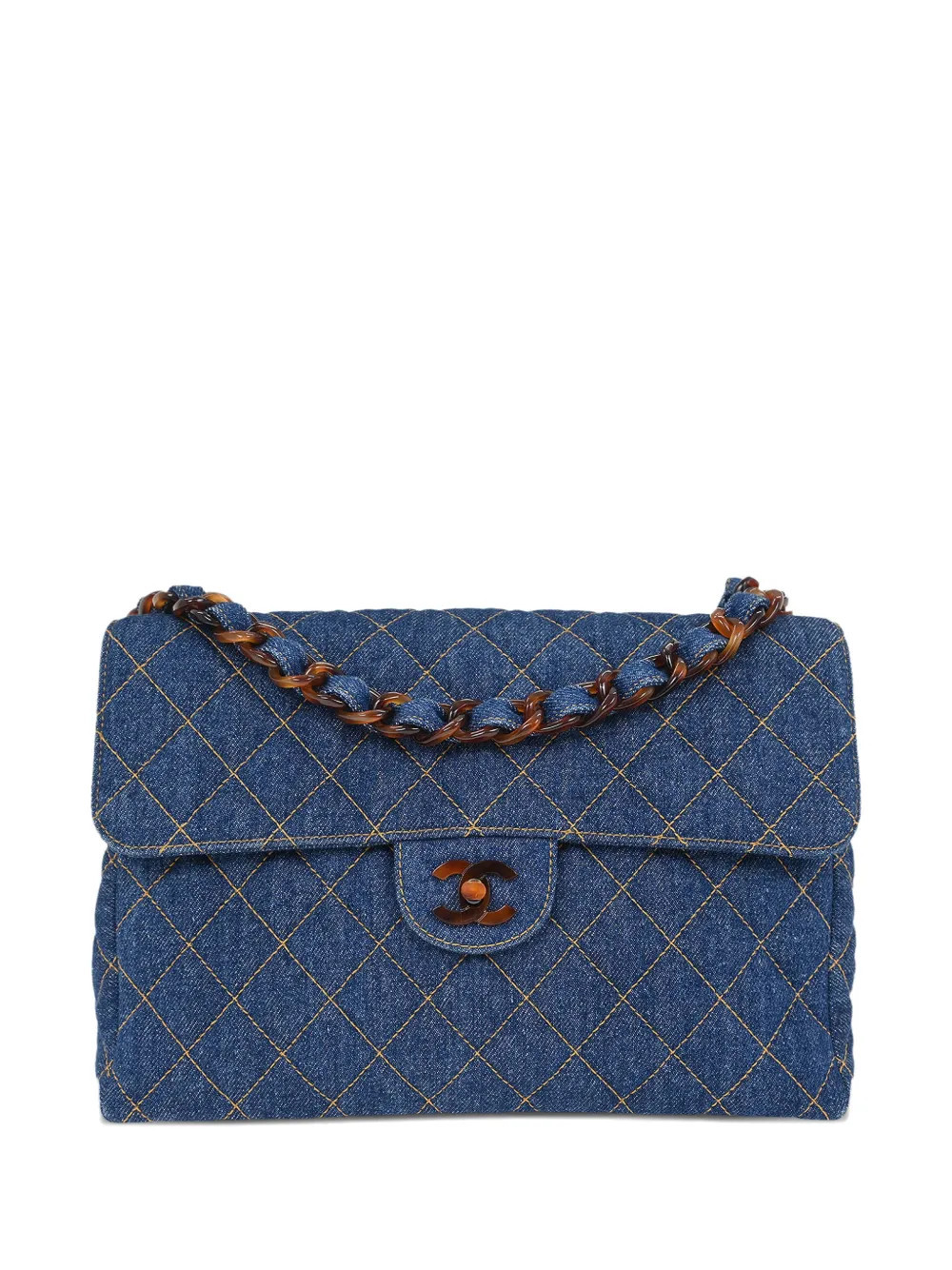 CHANEL Pre-Owned 1997 Jumbo Classic Flap denim shoulder bag - Blue | Farfetch Global